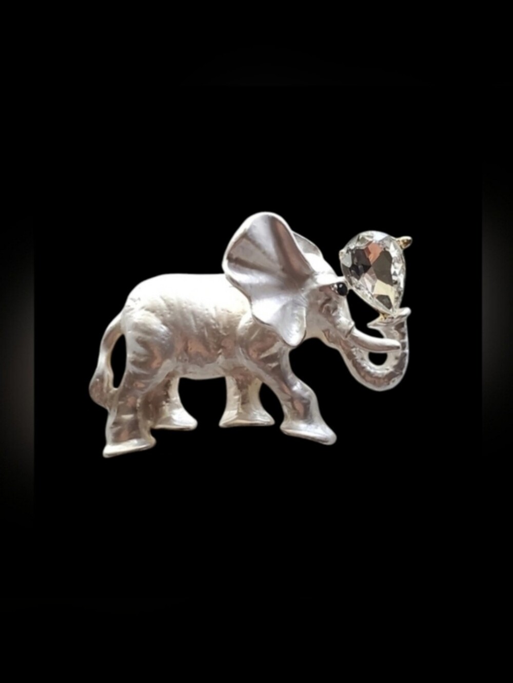 Elephant Brooch with Crystal Accent